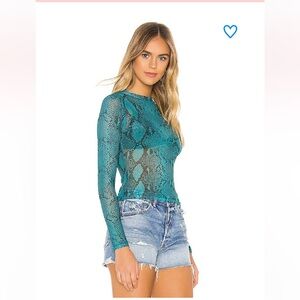 Revolve Superdown Mesh vibrant long sleeve top Small